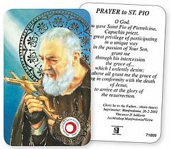 St Pio Relic Prayer Card