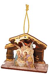 Religious Wood Tree Ornament - Nativity with Angels