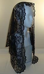 Spanish Floral Lace Mantilla - Black