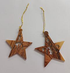 Bethlehem Olive wood Christmas Tree Ornaments - Stars